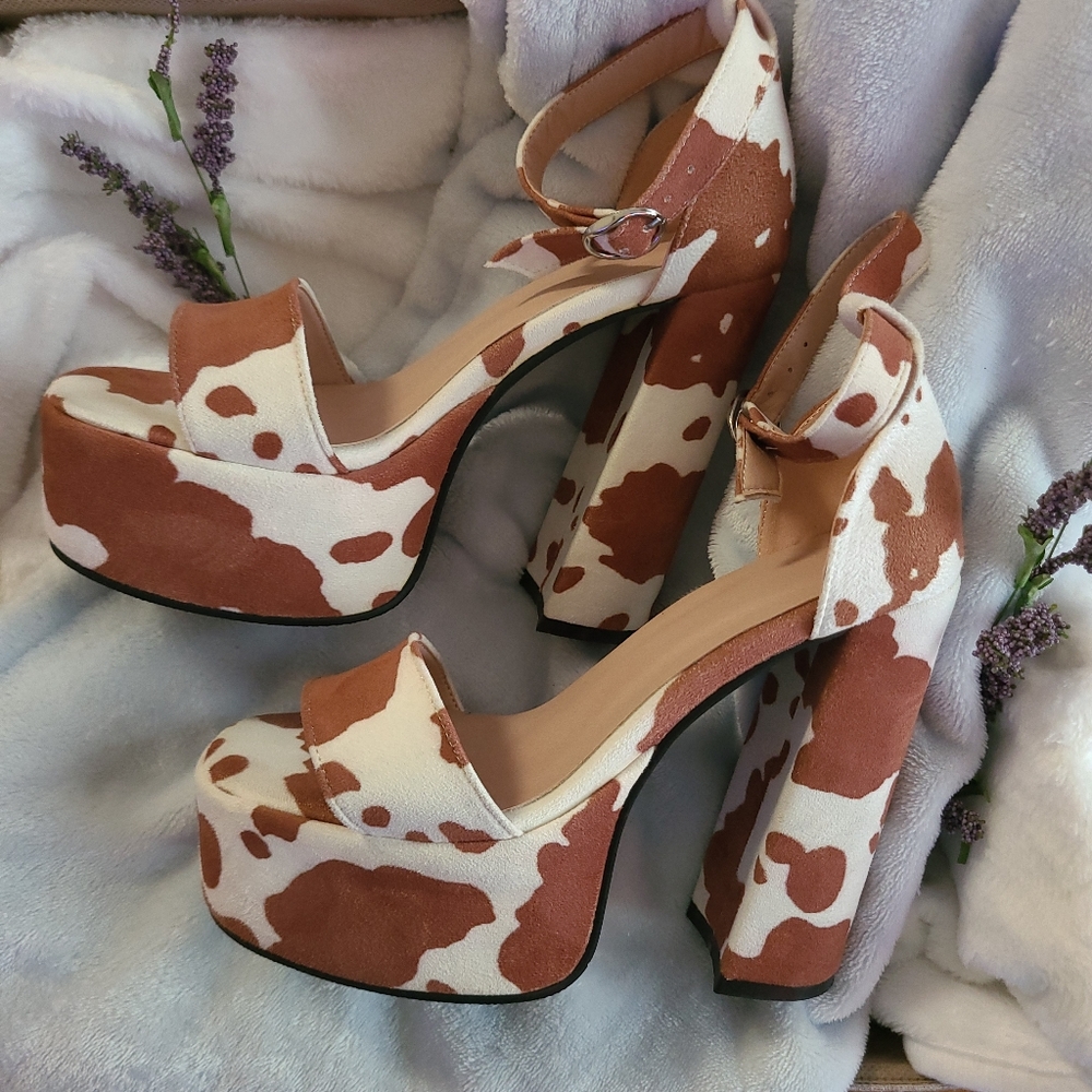 Cowprint Heels